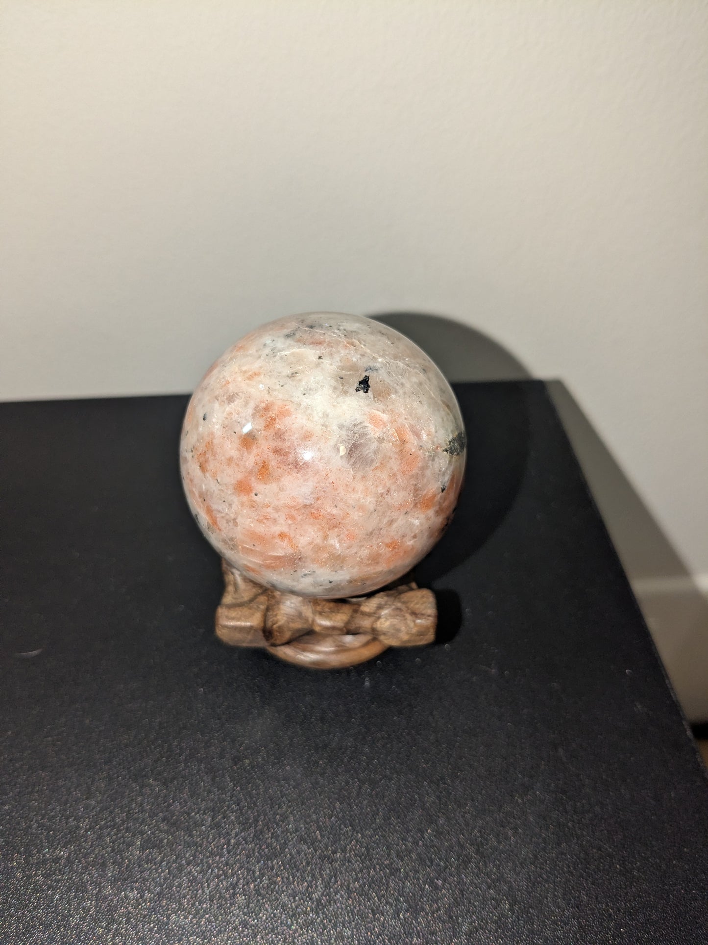 Indian Sunstone Sphere 2" — with Stand