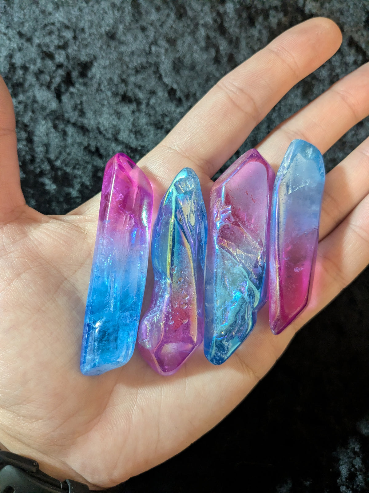 Blue/Purple Aura Quartz Points