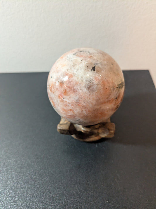 Indian Sunstone Sphere 2" — with Stand