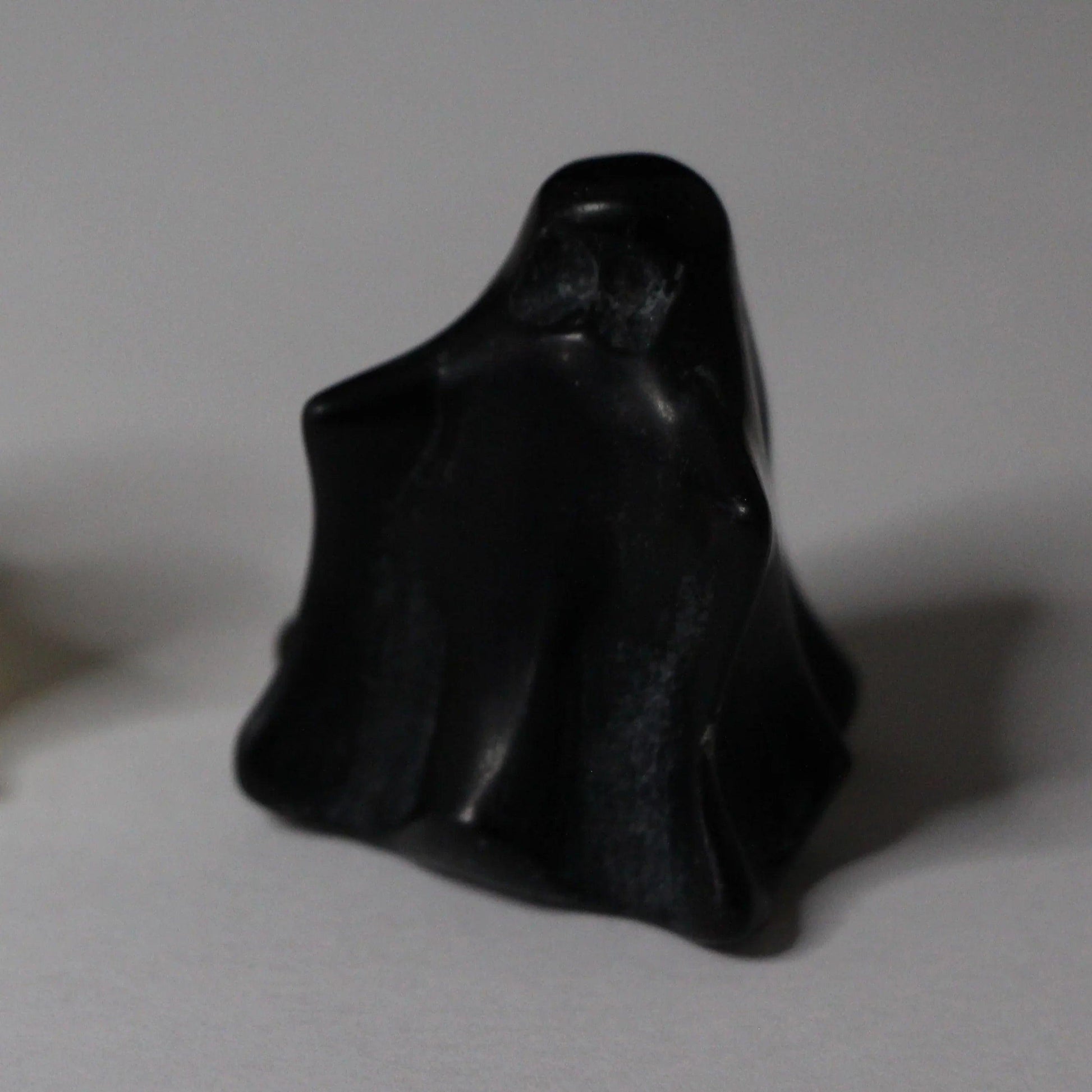 carved black obsidian crystal ghost figurine for witchcraft altar or ritual decor