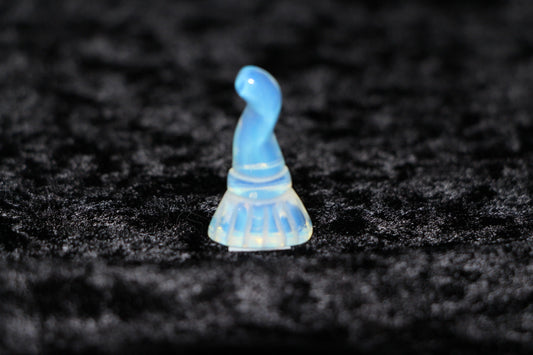 Opalite crystal witch hat figurine on black velvet, hand-crafted ritual decor
