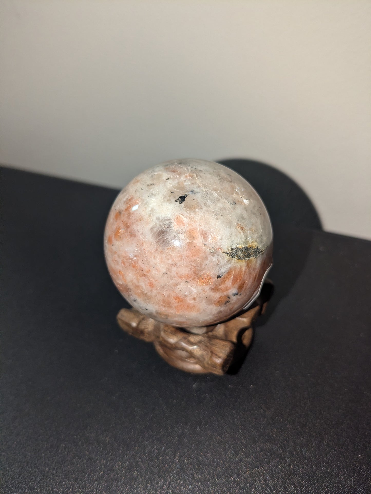 Indian Sunstone Sphere 2" — with Stand