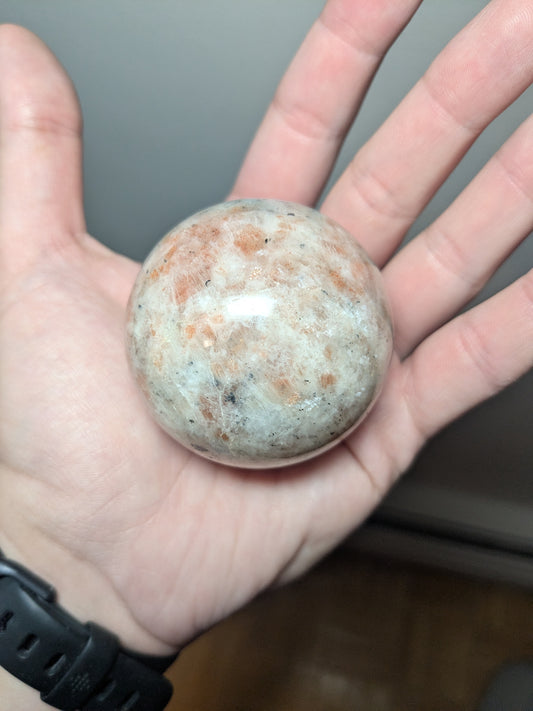 Indian Sunstone Sphere 2" — with Stand